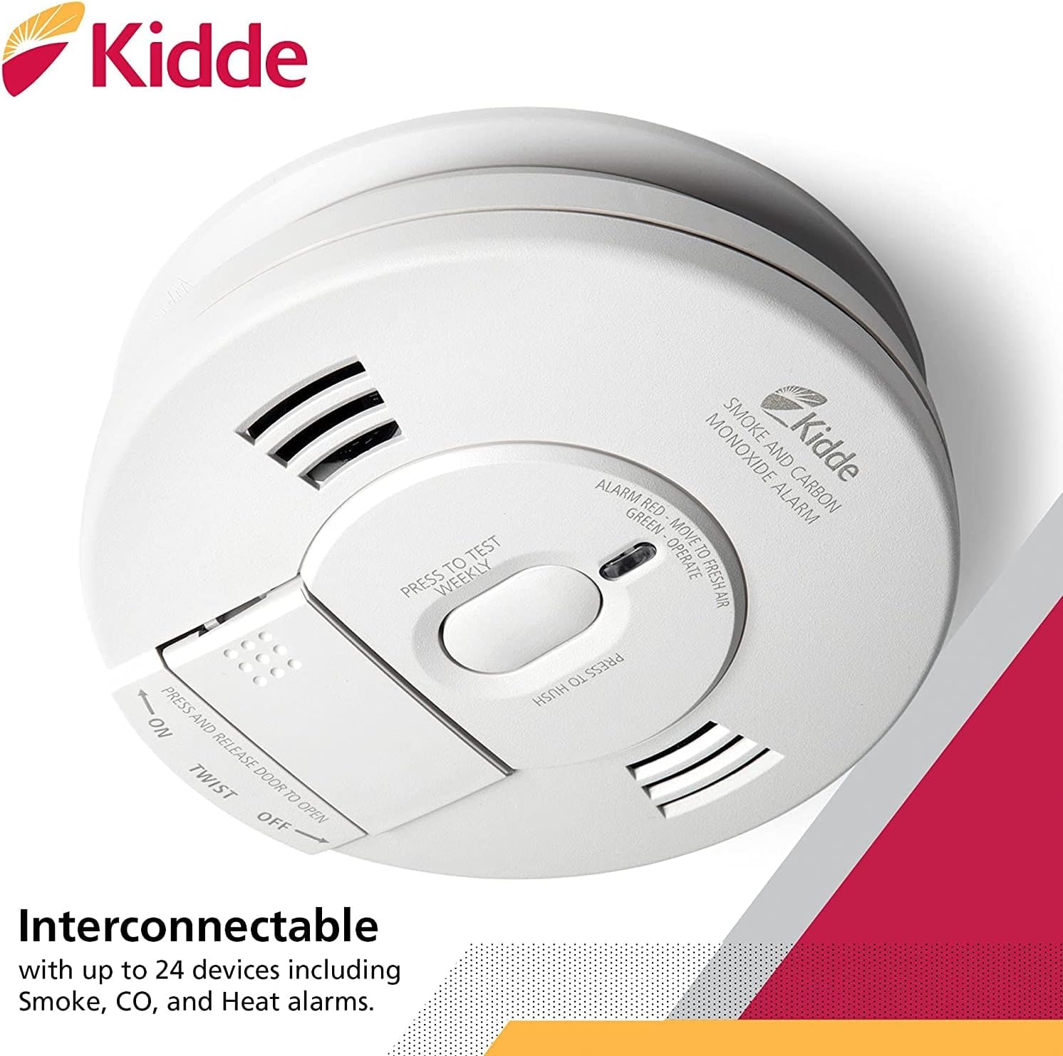 Kidde Smoke & Carbon Monoxide Detector, Hardwired, Interconnect Combination Smoke & CO Alarm with Battery Backup, Voice Alert Pack of 2