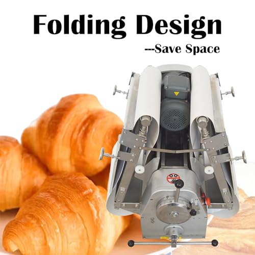 INTBUYING TableTop Dough Sheeter Machine Commercial Reversible Sheeter Croissant Fondant Dough Rollar Press Sheeter for Pie Crust Crisp Cookie Bakery/Home Bread Dough Equipment 550W 110V