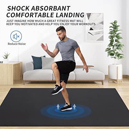MRO Extra Large Exercise Mat 12'x7'/9'x7'/7'x7'/7'x5'(7mm), High-Density Workout Mats for Home Gym Flooring, Non-Slip, Extra Thick Durable Cardio Mat, Ideal for Plyo, MMA, Jump Rope - Shoe Friendly