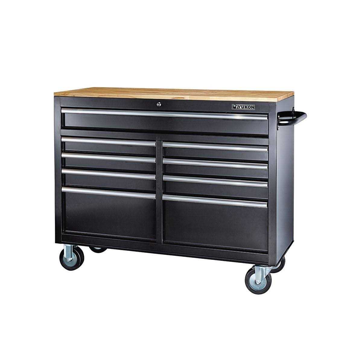 46 in. 9-Drawer Mobile Storage Cabinet with Solid Wood Top - Shop Hardware Tools Online Store