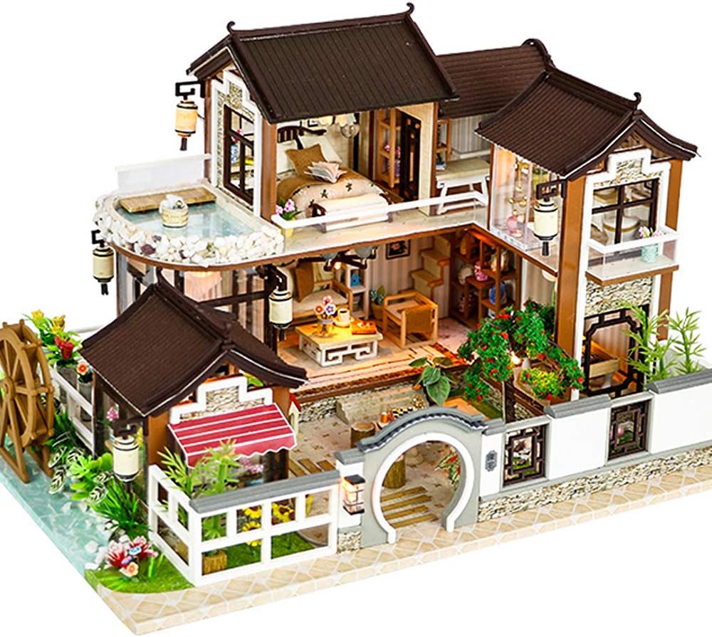 CUTEBEE Dollhouse Miniature with Furniture, DIY Wooden Dollhouse Kit Plus Dust Proof and Music Movement, 1:24 Scale Creative Room Idea (Forest Habitat)