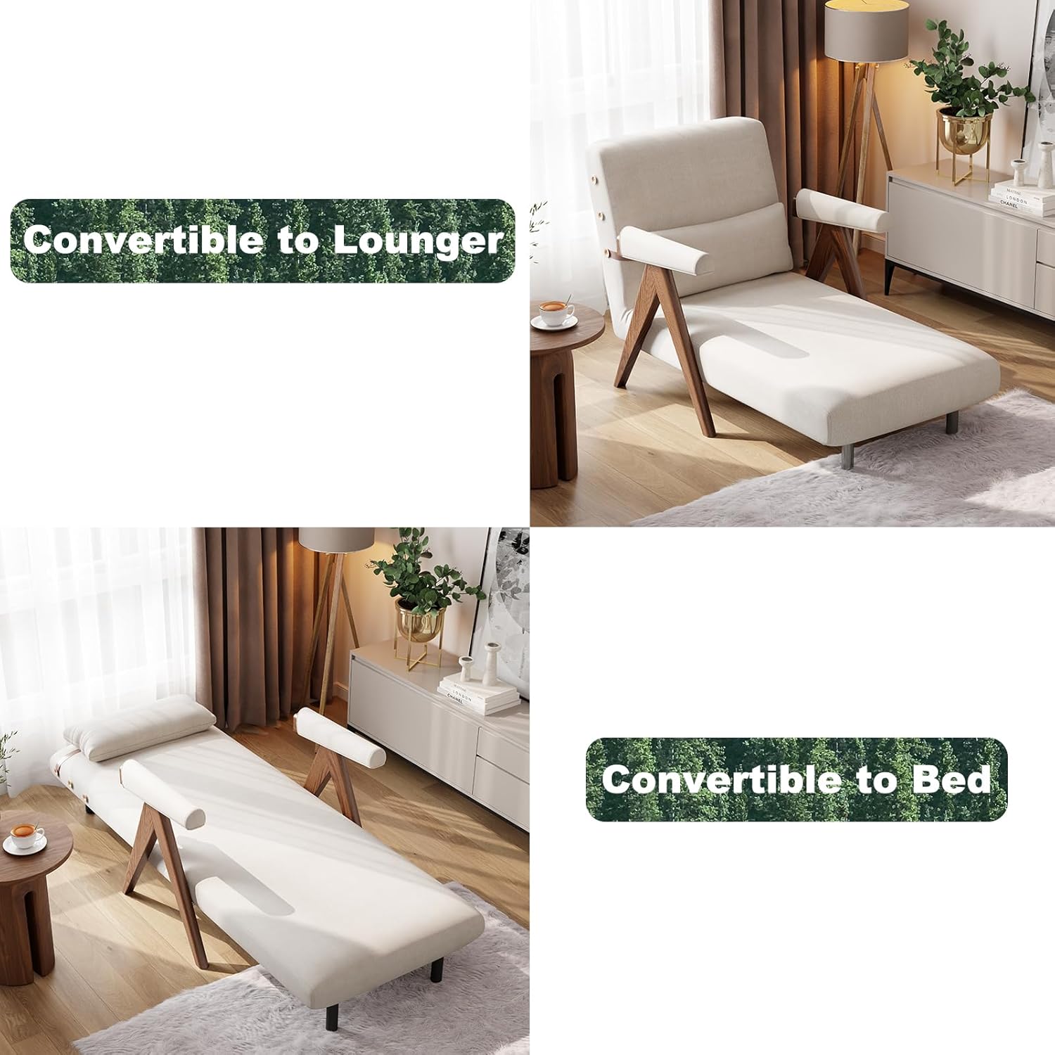 Convertible Sleeper Chair Bed, 3-in-1 Single Chair Bed Sleeper for Adults with Adjustable Backrest for Living Room, Bedroom