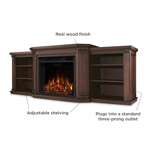 Real Flame Valmont 74" Electric Fireplace TV Stand for TVs up to 70 inches, Entertainment center with adjustable shelves and storage, TV Stand for Living Room and Bedroom, Remote control, Timer
