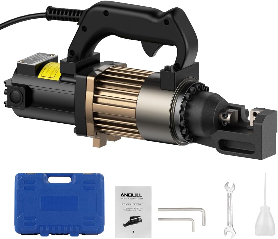 Anbull 900W Electric Hydraulic Rebar Cutter, Cutting up to 5/8 Inch 4-16mm #5 Rebar, with Replaceable Blades, Cutting Speed 2.5-3S, with Lighter Aviation Aluminum-alloy Frame (PC-16#5)