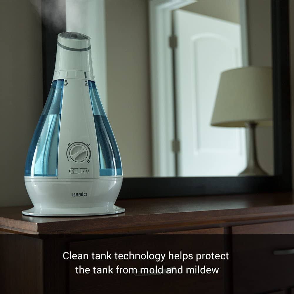 Homedics Cool Mist Oscillating Ultrasonic Humidifier | 120-Degree Rotation, 1 Gallon Tank