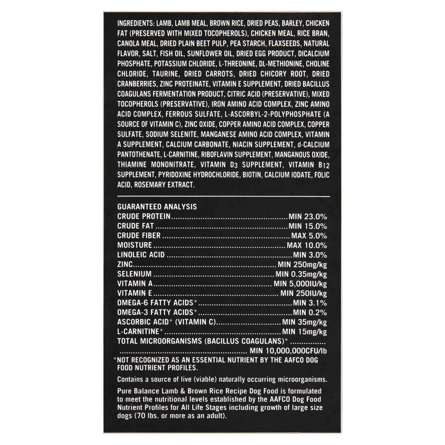 Pure Balance Lamb &amp; Brown Rice Recipe Dry Dog Food - Pet Supplies online store