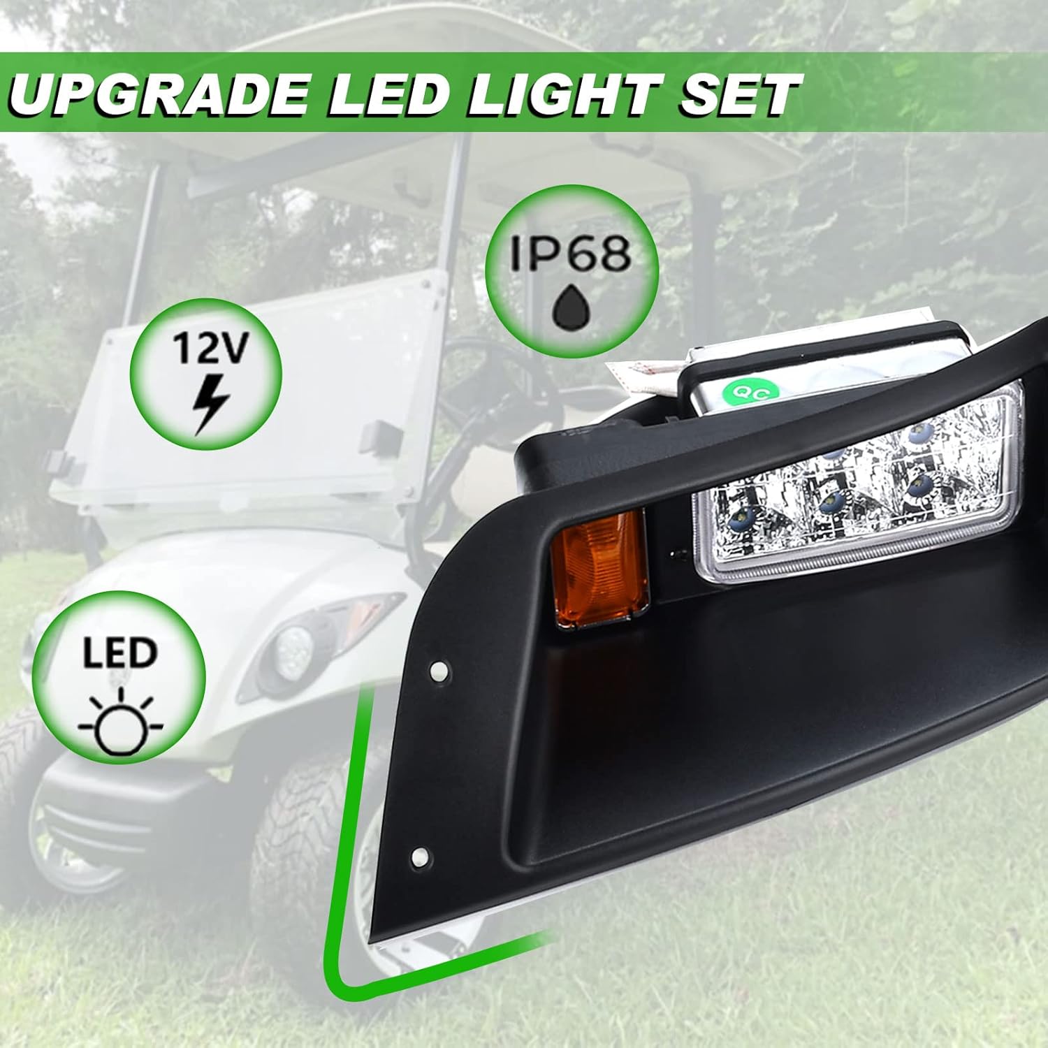 LED Headlight Tail Light Kit Compatible with EZGO TXT Golf Carts 1996-2013 12V Street Legal Light Kit with Turn Signal Wire Harness Compatible with EZGO TXT for Gas and Electric