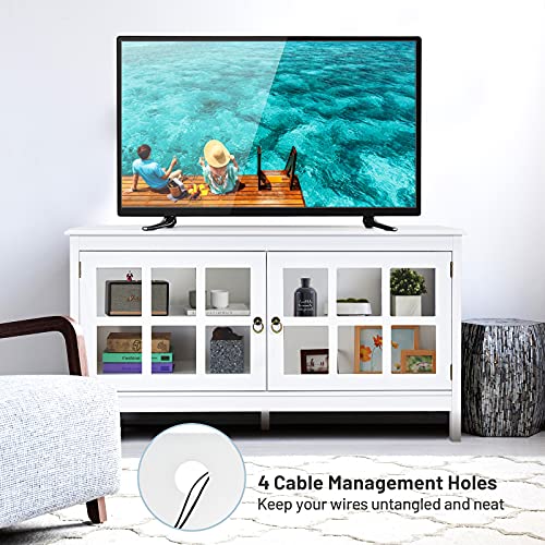 Tangkula TV Stand Cabinet, Modern Wood Large Wide Entertainment Center for TV up to 50", Living Room Media Console Cabinet Stand with 2 Doors (Black)