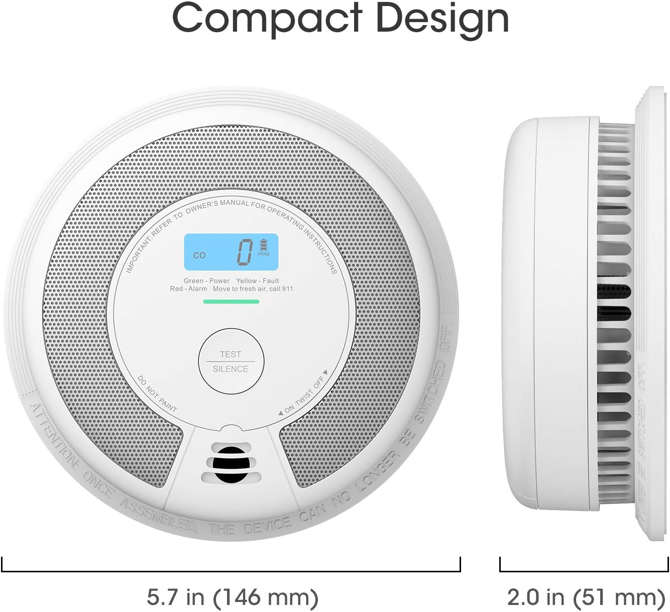 X-Sense Wireless Interconnected Combination Smoke and Carbon Monoxide Detector with LCD Display & 10-Year Battery, Over 820 ft Transmission Range, SC07-W, Pack of 6