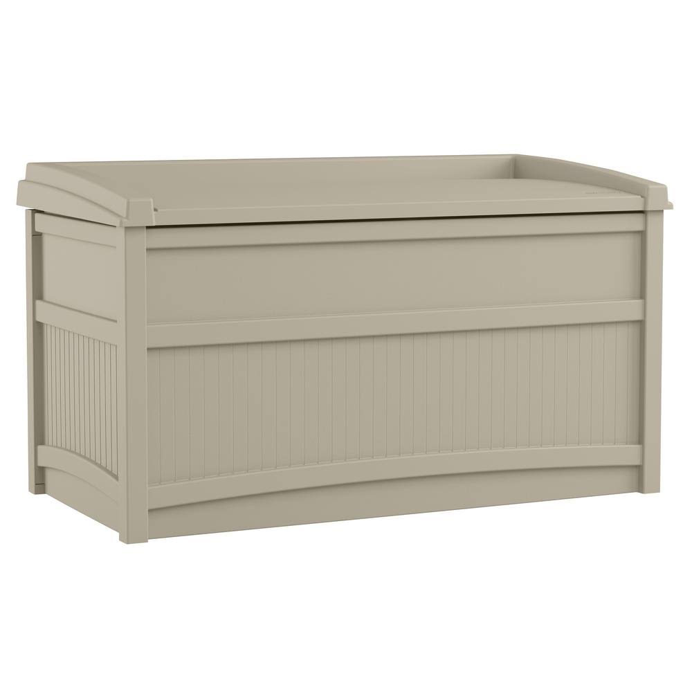 Suncast Deck Storage Box with Seat, Gray - 50 gallon
