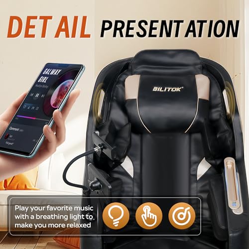 Zero Gravity Massage Chair, Full Body Recliner with Heating, Bluetooth Speaker, Airbags, Touch Screen, Phone Stand, Foot Roller, Black
