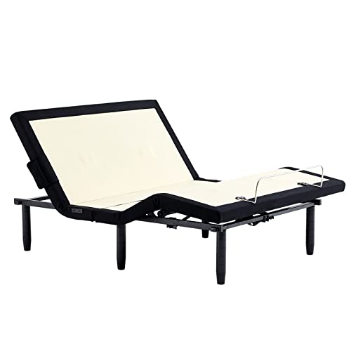 Pro Full Adjustable Bed Frame, Adjustable Bed Base with Back&Leg Massage/Wireless Remote&Bluetooth APP/Under Bed Lighting/USB Ports/Back&Foot Incline/Anti Snore/Easy Assembly
