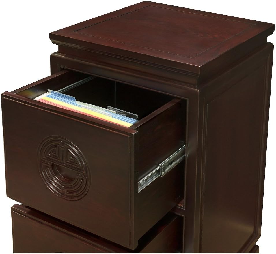 China Furniture Online Elmwood Chinese File Cabinet, 2 Drawers with Longevity Design in Dark Cherry