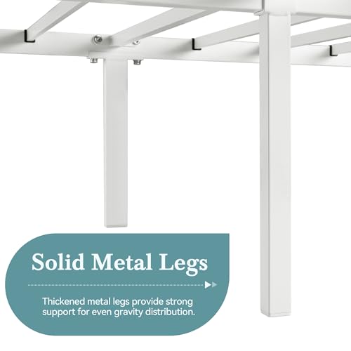 HOOMIC Canopy Bed Frame, Enhanced 4-Poster, 3-Metal Crossbar, No Box Spring Needed, Easy Assembly, Full Size, White