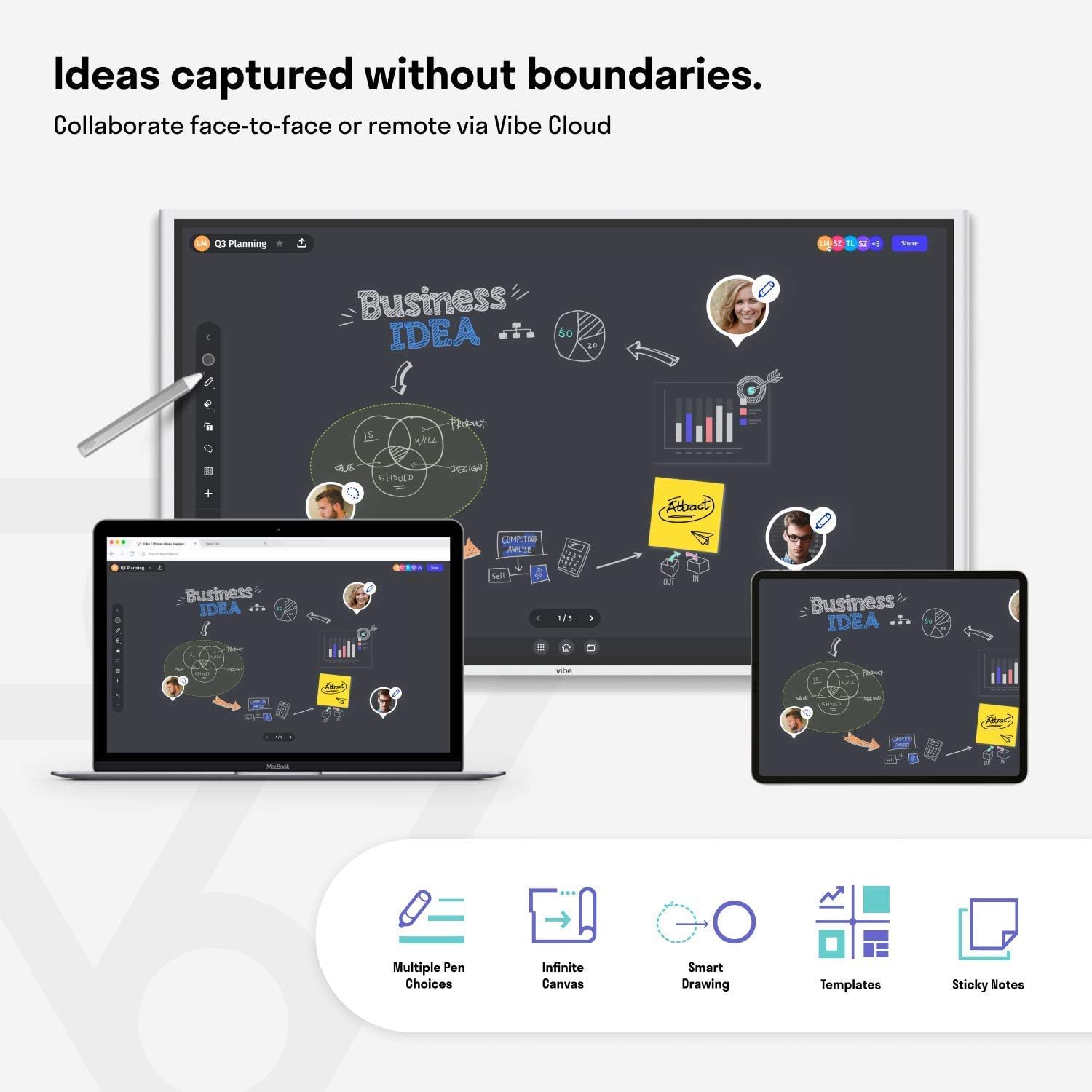 Vibe All-in-one Computer Real-time Interactive Whiteboard, Video Conference Collaboration, Robust App Ecosystem, Smart Board for Classroom and Business W/ 55" 4K UHD Touch Screen (No Stand Included)