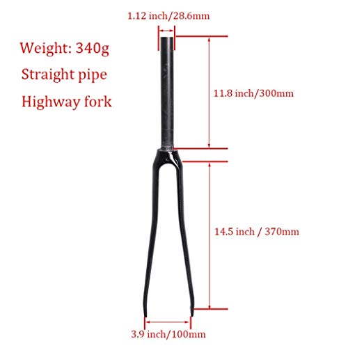 Carbon Fiber Bike Front Fork 700C Suspension Forks Ultralight for Road Bikes Fixed-Gear Cycling Hard Fork 1-1/8" 28.6mm