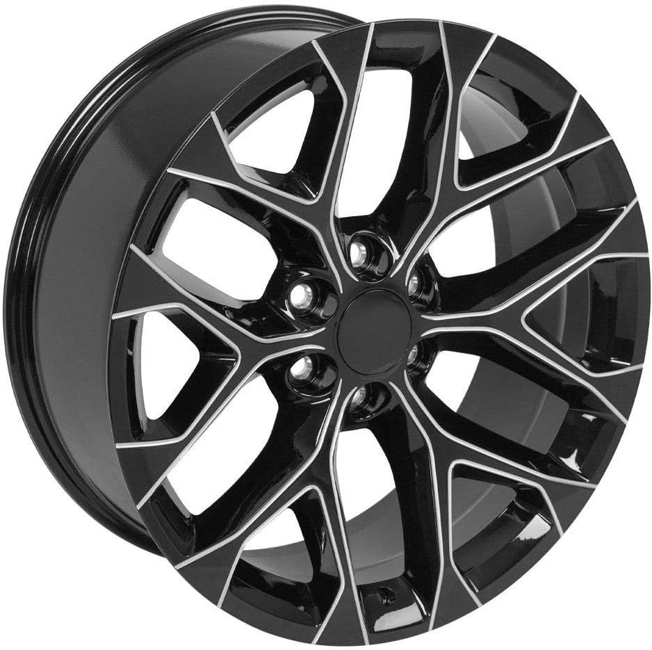 OE Wheels LLC 22 inch Rim Fits 6x139.7 Silverado Suburban Tahoe Sierra Yukon Escalade CV98B 22x9 Black with Milled Edge Wheels Hollander: 5668