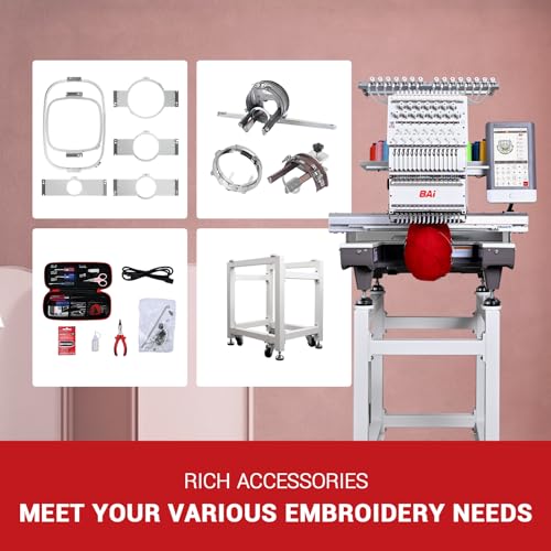 BAi THE MIRROR Embroidery Machine With 15 Needle,1200SPM Max Speed Commercial Embroidery Machine,13.7x19.7 Inches Embroidery Area,Wifi Available 10"Touch Screen Multi Needle Embroidery Machine,