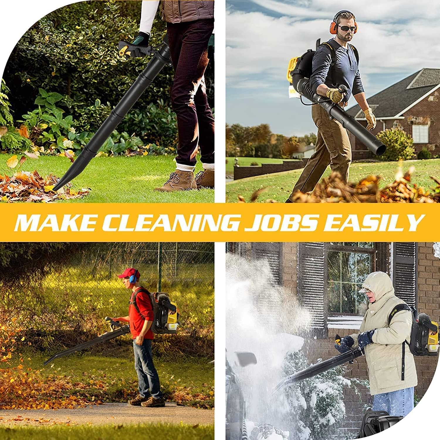 DNYKER Backpack Leaf Blower, 52cc 2-Cycle Gas Leaf Blower, 650 CFM Cordless Handheld Leaf Blower with Nozzle Extension for Lawn Care, Snow Debris and Dust Removal