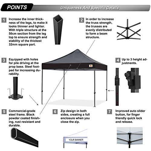 ABCCANOPY Kingkong-series 10 x 10-Feet Commercial Instant Canopy Kit EZ Pop Up Tent ,Bonus Carrying Bag,Black