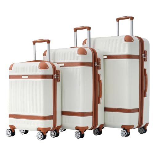 Merax 3 Piece Luggage Set, ABS Hardshell Suitcase with Spinner Wheels and TSA Lock, Lightweight Expandable Suitcase Set, 20”+24”+28”, Green