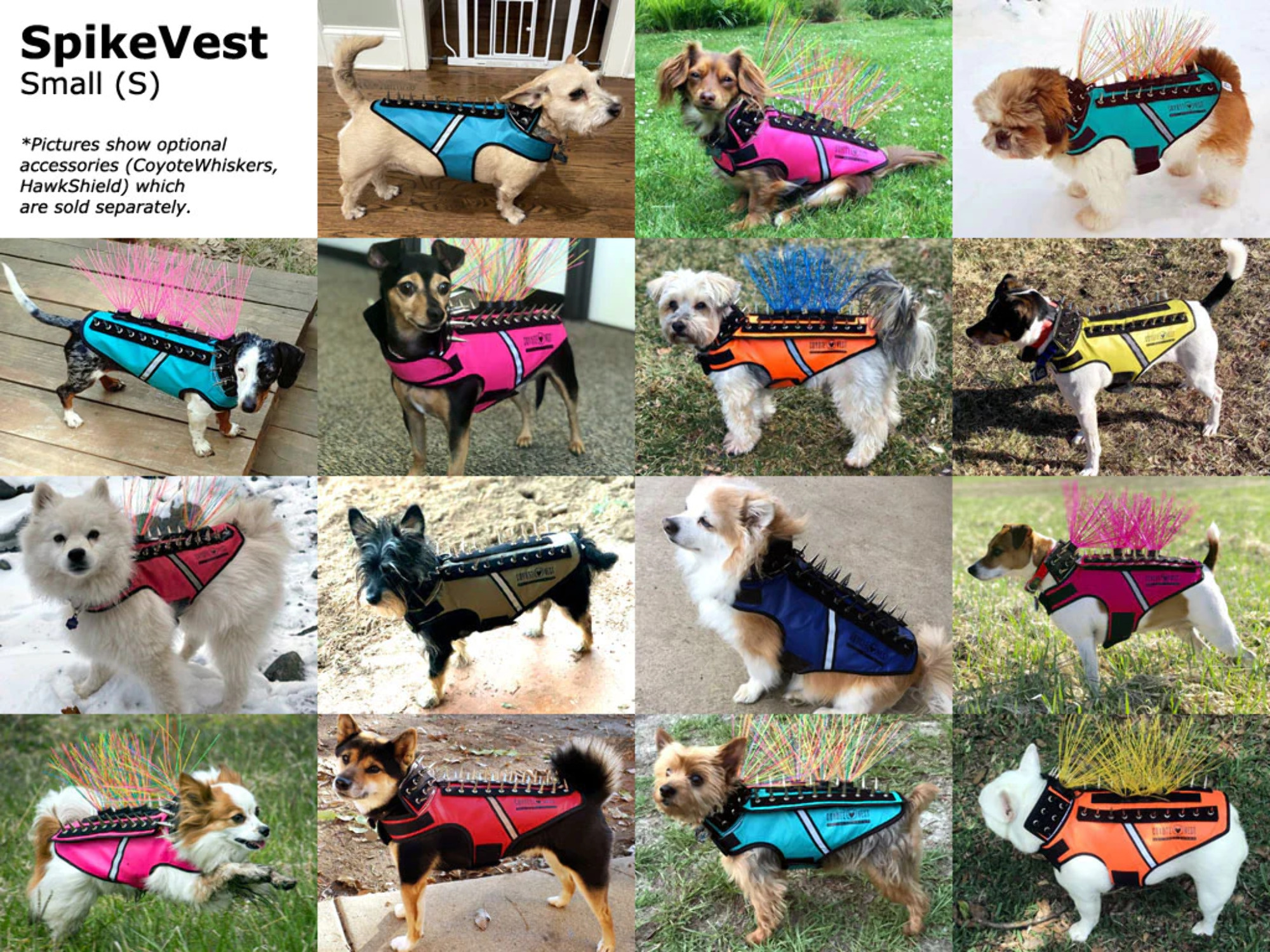 CoyoteVest SpikeVest Dog Harness Vest, Reflective Dog Accessories with Spikes to Shield Your Pet from Raptor and Animal Attacks- Proudly Made in America XX-Small