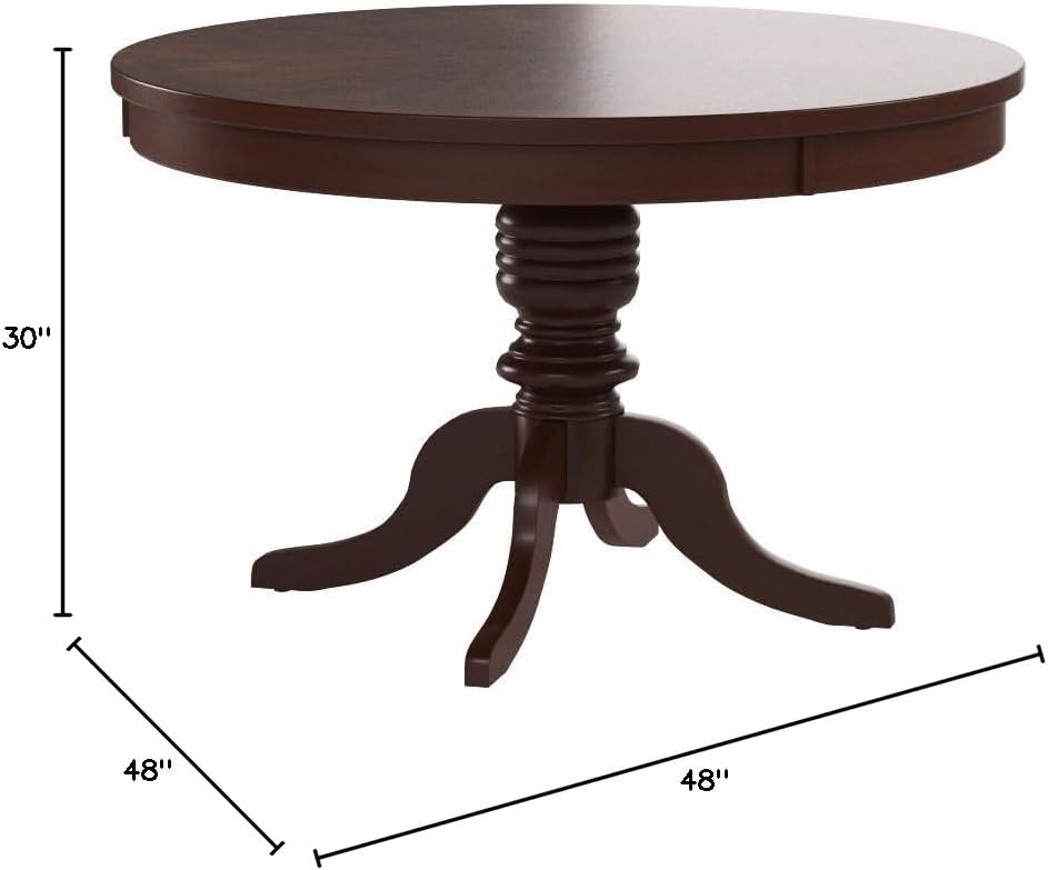 BOWERY HILL Wood Round Pedestal Dining Table in Cherry Finish