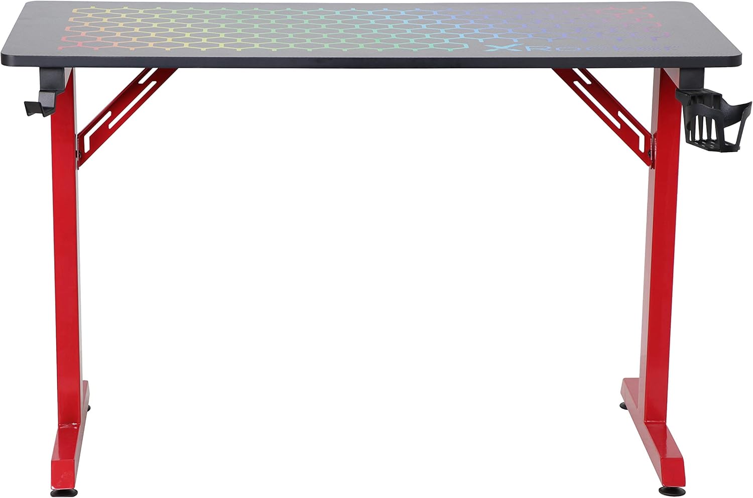 X Rocker Hex PC Modern Gaming Desk, 47.24" x 23.62" x 29.13", Black/Red