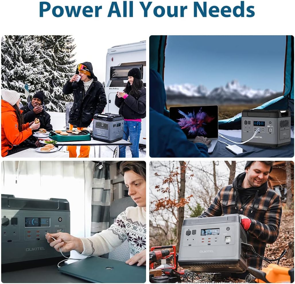 Portable Power Station 2000W, 2000WH Solar Generator OUKITEL P2001, LiFePO4 Outdoor Electric Generators with 6 AC Outlet, 100W USB-C Emergency Backup Electric Generator Power Supply for Outdoor Camping Road Trip