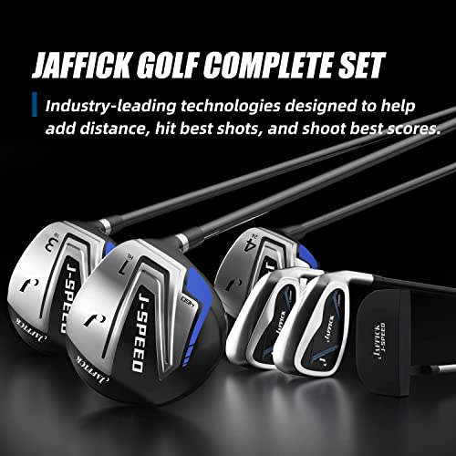 Jaffick Complete Golf Club Sets for Men 12 Piece Includes Golf Driver #3 Fairway Woods, 4 & #5 Hybrid, 6-9 Irons, Pitching & Sand Wedge, Putter and Golf Stand Bag
