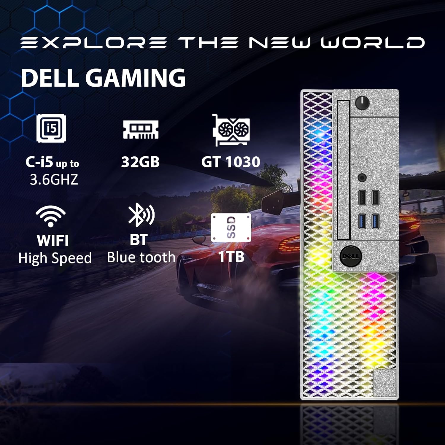 Dell RGB Gaming Desktop Computer, Intel Quad Core I5-6500 up to 3.6GHz, GeForce GT 1030 2G GDDR5, 32GB Memory, 1T SSD, RGB Keyboard & Mouse, 600M WiFi & Bluetooth 5.0, Win 10 Pro (Renewed)
