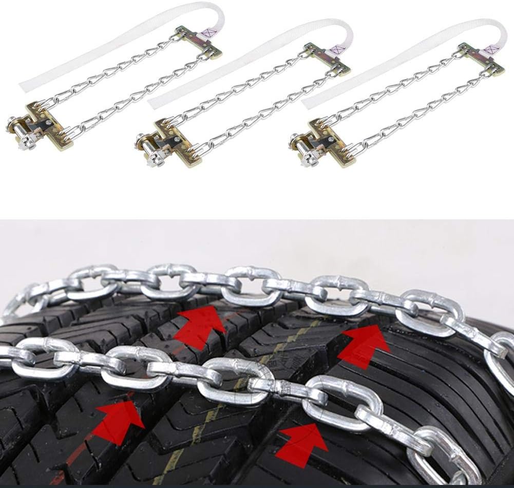 Tbest Tire Snow Chain,3pcs Tire Anti-skid Steel Chain Snow Mud Car Security Tyre Clip-on Chain for Car Car Truck S (Medium)