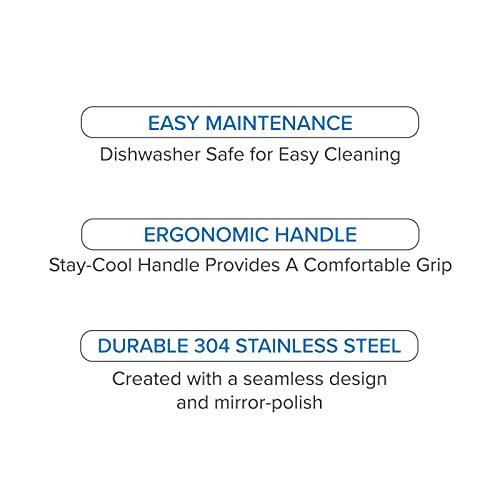 Viking Culinary 304 Stainless Steel Kitchen Utensil Set, Ergonomic Stay-Cool Handles, Dishwasher Safe, Silver, 8 Piece