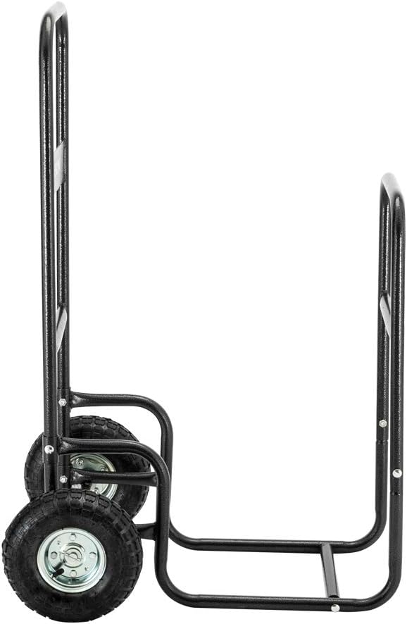 ROVSUN Firewood Cart Wood Hauler Fireplace Log Carrier Mover, Outdoor Indoor Wood w/ Rolling Wheel Dolly Storage Holder