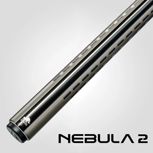 RHINO Nebula 2 Pool Cue - 100% Carbon Fiber Shaft & Composite Butt. Time Crystal Tip, Pro Taper Design, 12.4 mm,12.8 mm. 3/8-8 Joint, 3D Friction Grip. Low Deflection Pool Cue