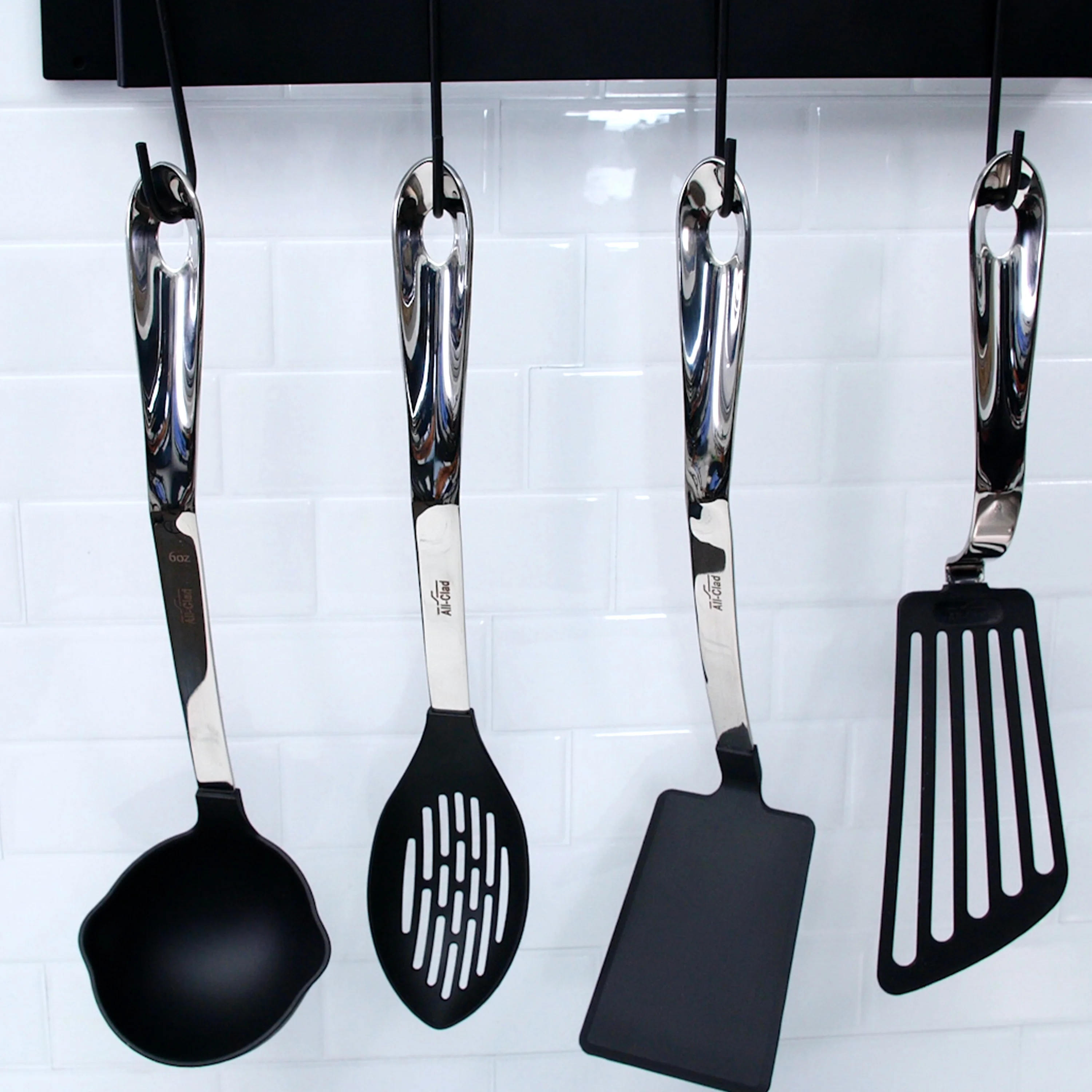 All-Clad Professional Nonstick Stainless Steel Kitchen Tool Set with nylon-coated heads, 5 piece