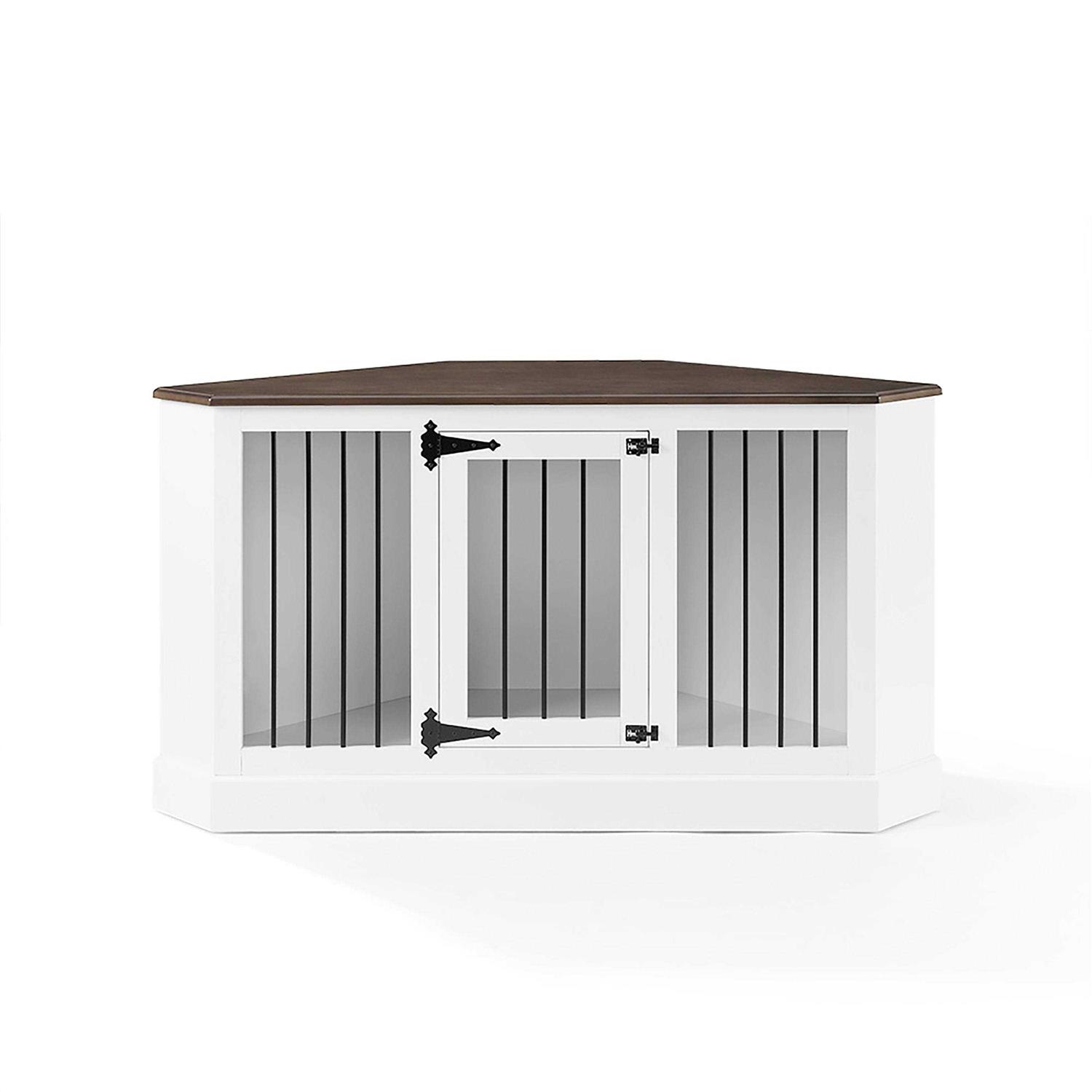 Crosley Winslow White Corner Credenza Dog Crate - Pet Supplies online store