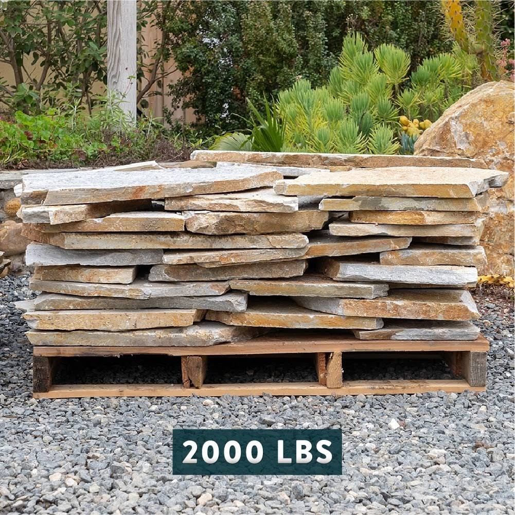 Landscape Patio Natural Flagstone Pathway Stepping Stone Slabs - 1000 lbs - Salmon Red