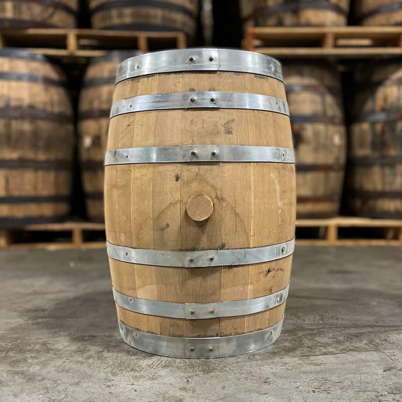 Midwest Barrel Company Authentic Small Bourbon/Whiskey Barrel Used Genuine American White Oak Wood Barrel for Decoration, Furniture & DIY Projects (15 Gallon)