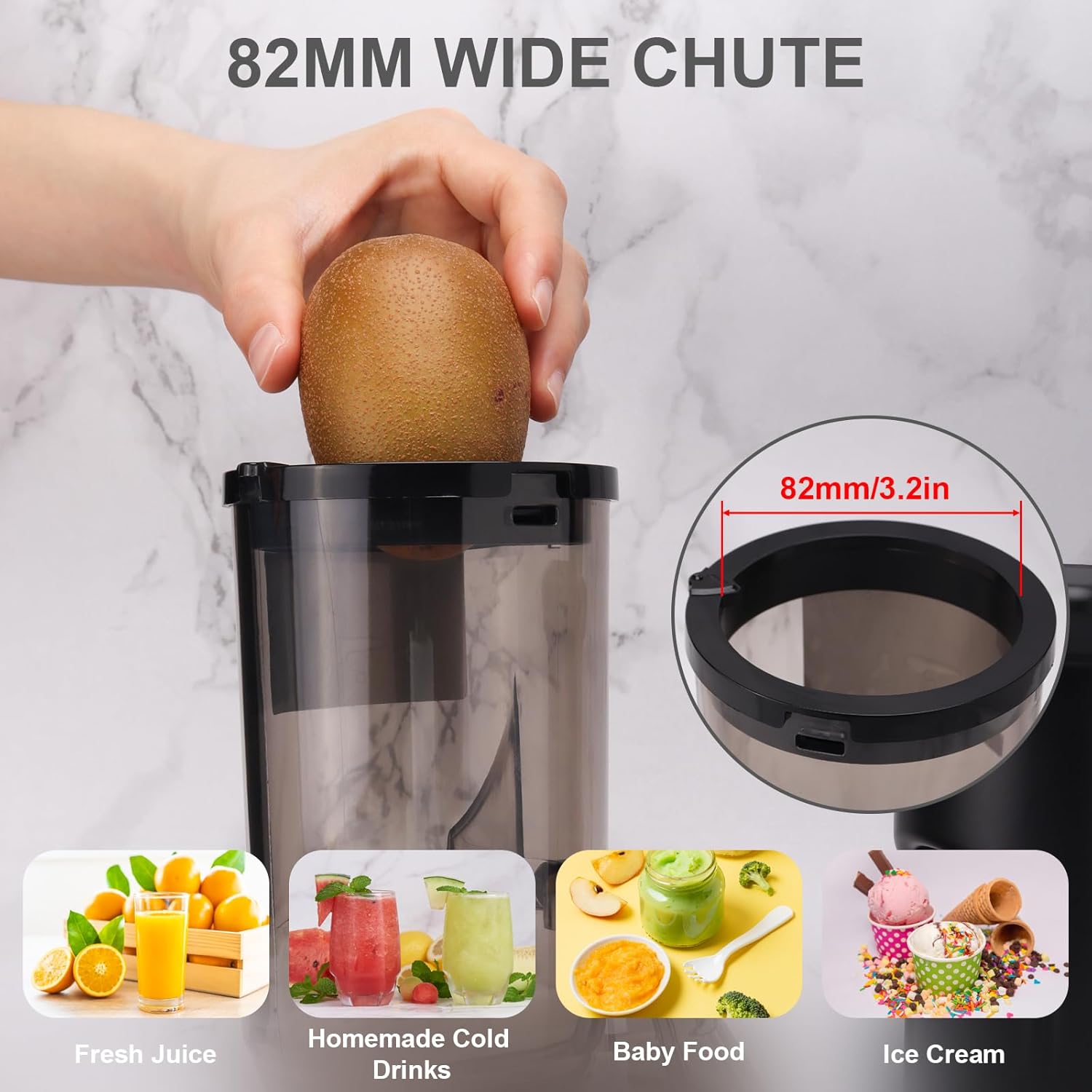 Juicer Machines,Slow Cold Press Juicer Machine, Large Chute Cold Press Juicer Extractor, Easy Clean Juicers with Higher Juice Yield, BPA-Free for Whole Fruits & Vegetables