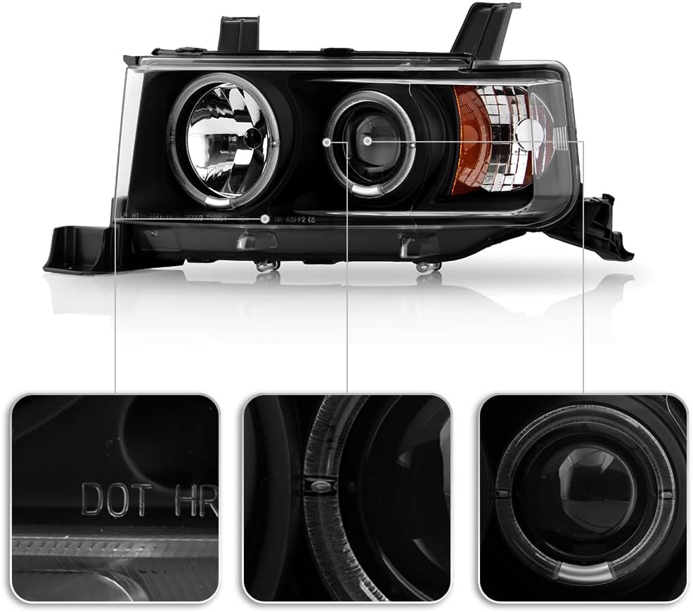 ACANII - For 2004 2005 2006 Scion Xb LED Halo Ring Black Housing Projector Headlights Headlamps, Driver & Passenger Side