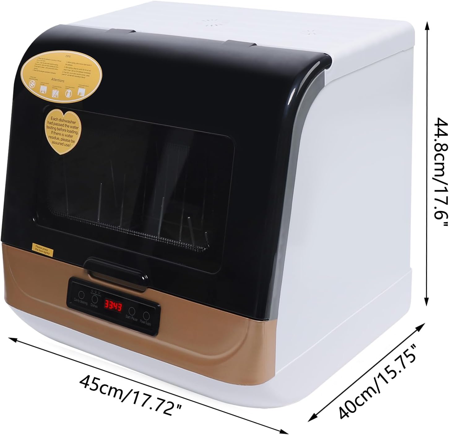 Portable Countertop Dishwasher 800W Small Dishwasher with 3 Cleaning Modes and 70℃ Max. Working Temperature Countertop Automatic Dishwasher Suitable for Washing Dishes after a Meal at Your Home