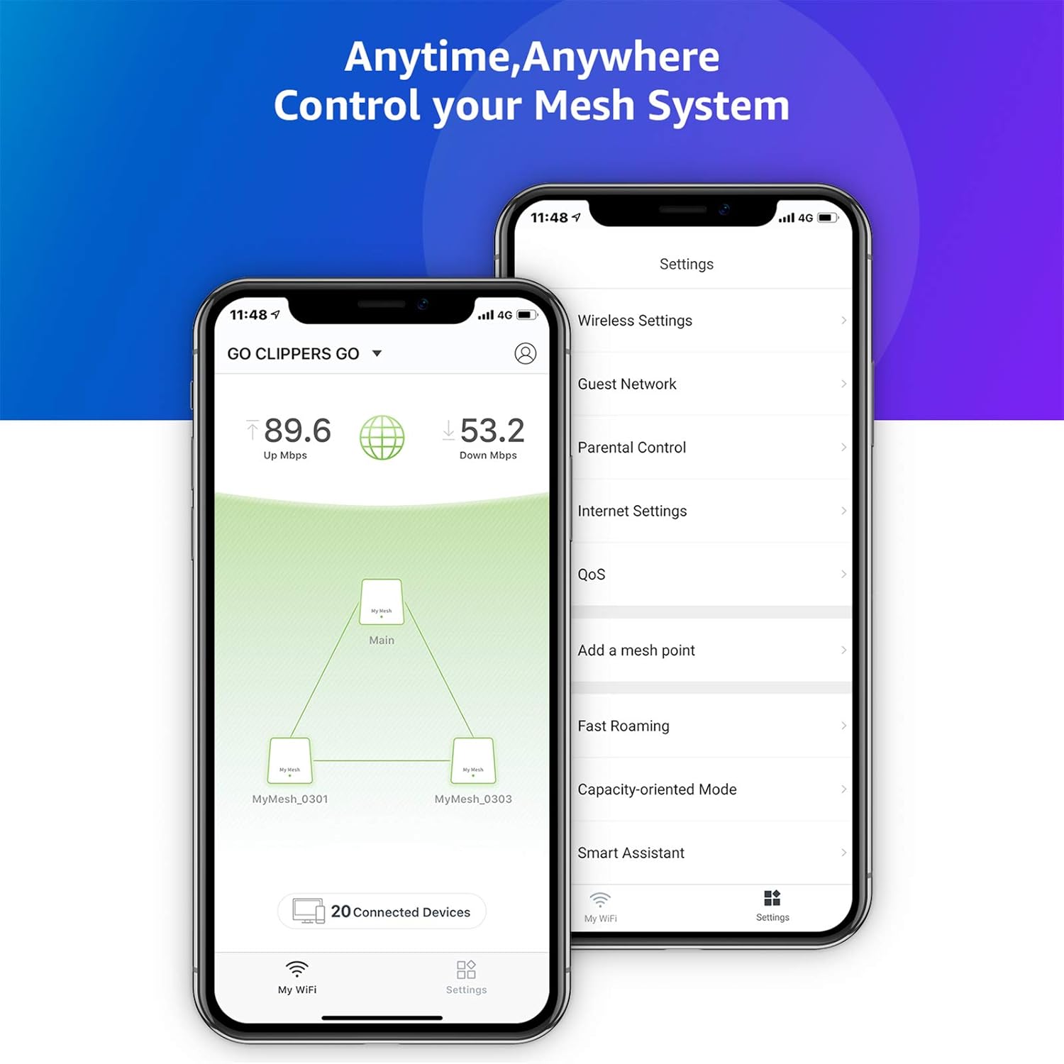 Meshforce M1 Mesh WiFi System, Whole Home WiFi Performance, WiFi Router Replacement, Max Wireless Coverage 6+ Rooms, Easy to Setup, Parental Control (3 Pack)