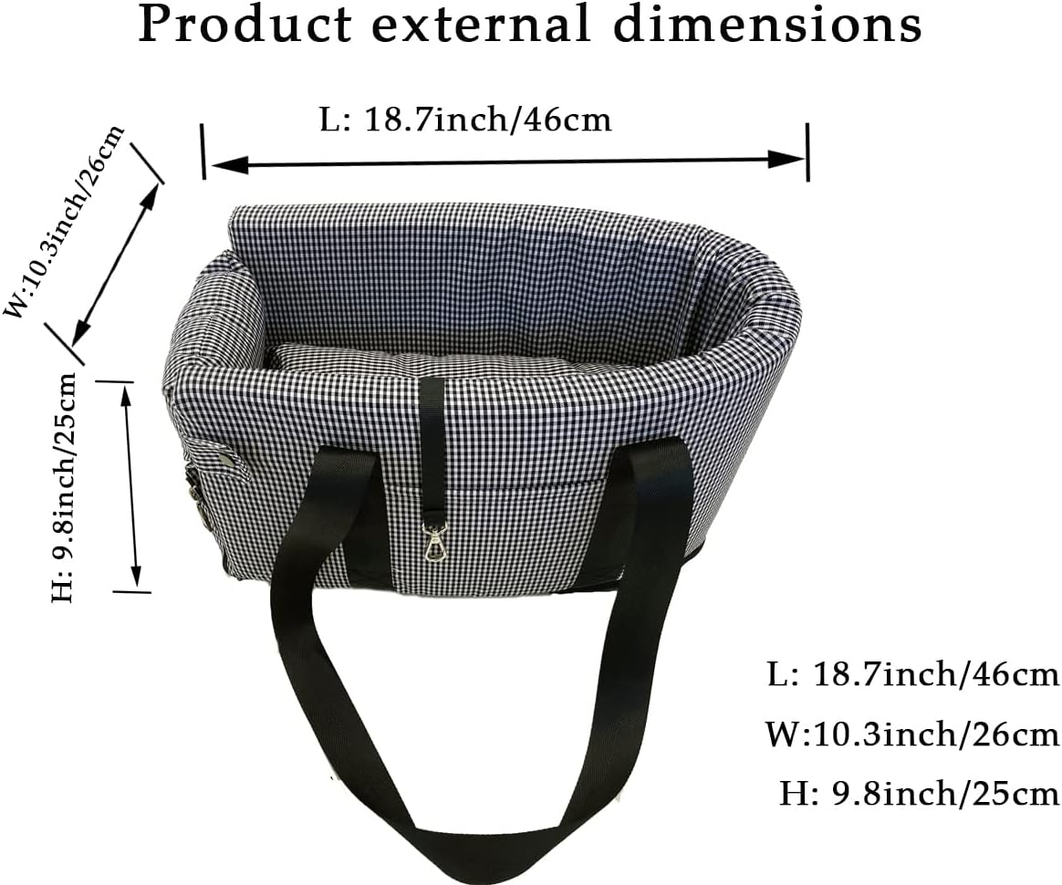 Ximei Dog Booster Car Seat ON Car Armrest Center Console Dog Pet Booster Car Seat Dog Cat Travel Seat Puppy Console for SUV Secure Safety Seat Perfect for Small Dogs Cats (Black and White)