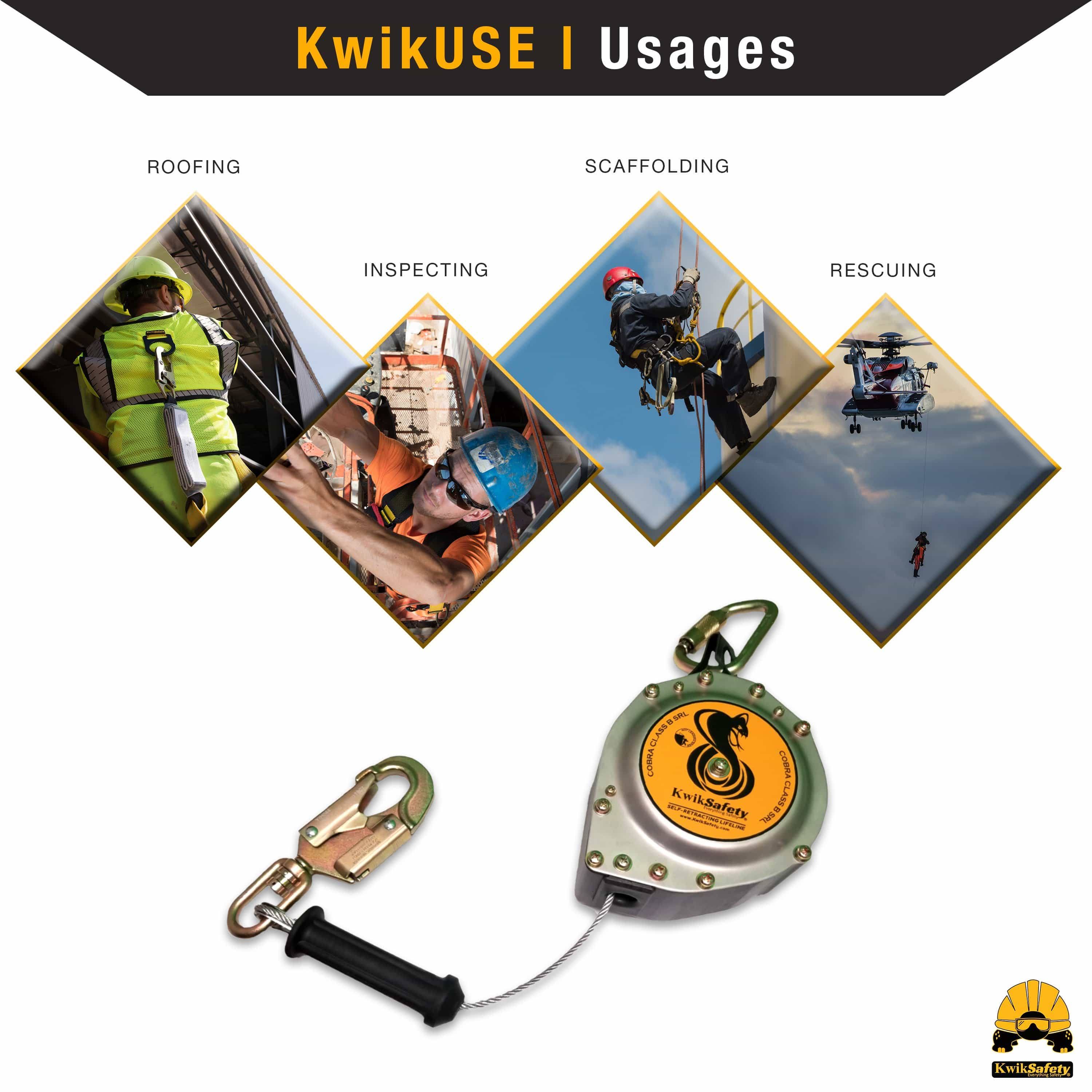 KwikSafety 20’ Cobra Self Retracting Lifeline ANSI Class B Cable SRL