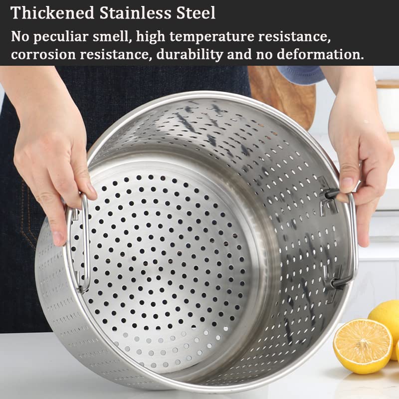 Stainless Stockpot Large Crab Seafood Boil Pot with Strainer Basket Heavy Kettle Turkey Deep Fryer Crawfish Clam Steamer for Steaming Boiling Canning