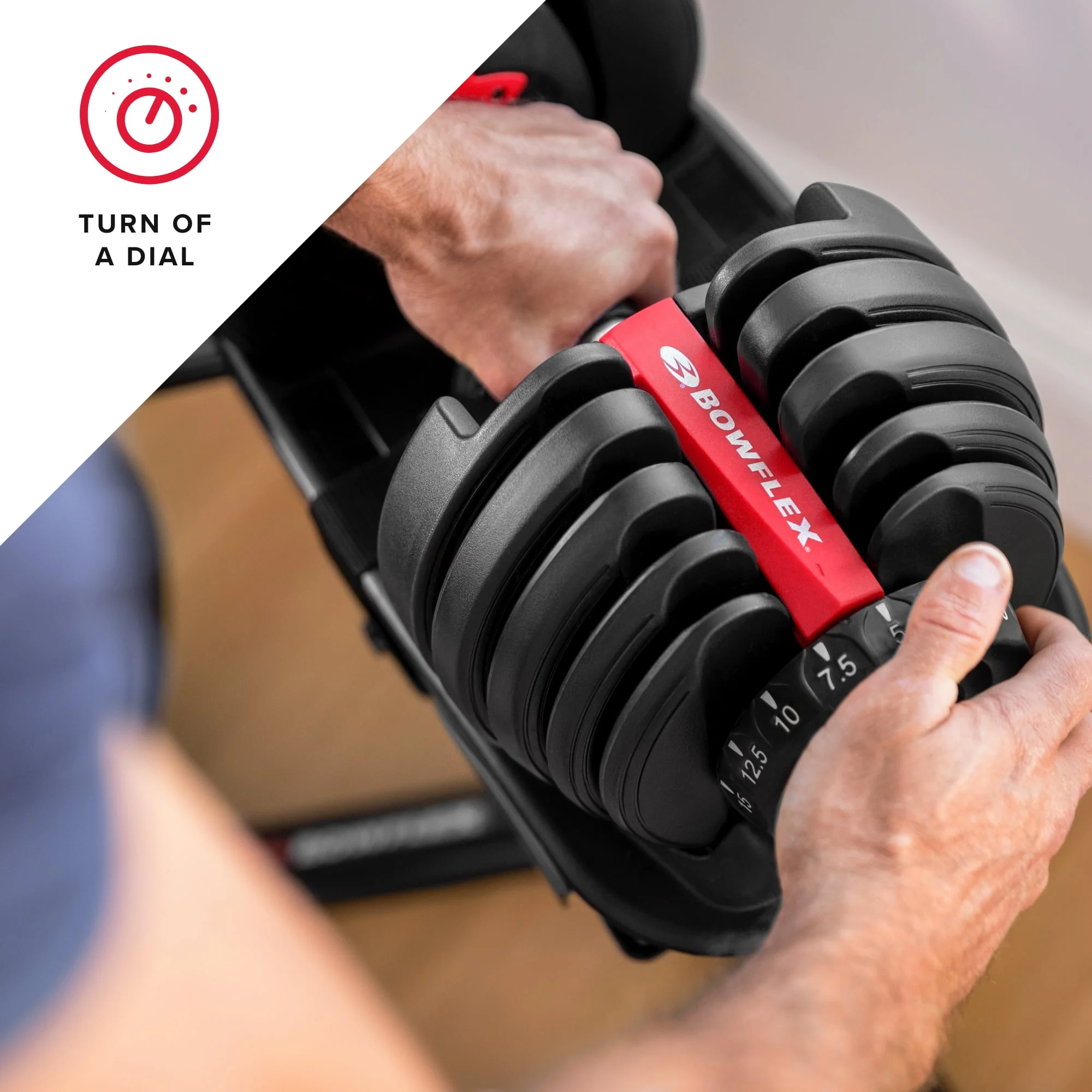 Bowflex SelectTech 552 Dumbbell, Adjustable, Single, Free 2-Month JRNY Membership