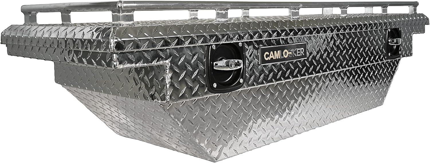 CAMLOCKER S60LPBLRL 60 Inch Low Profile Crossover Tool Box With Rail Gladiator JT, Heavy Duty Polished Aluminum, Secure Storage, Weather Tight Construction, with Sliding Tool Tray Organizer