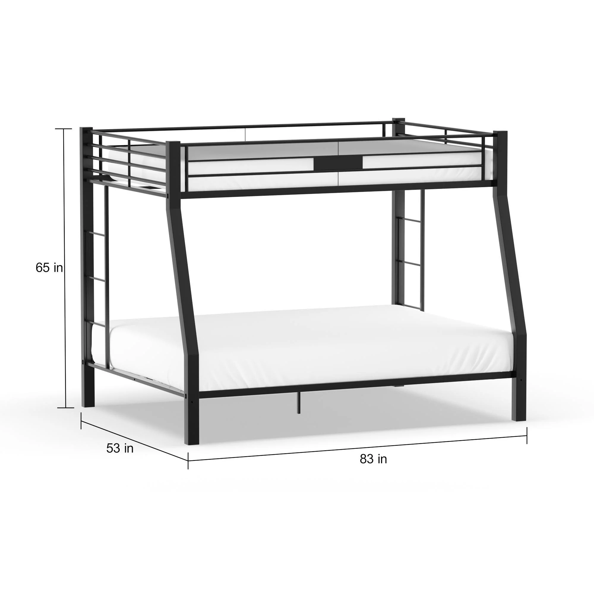 Furniture of America Clarence Metal Bunk Bed, Full over Queen, Black