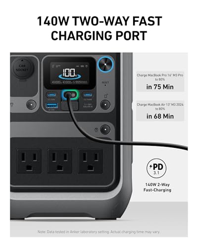 Anker SOLIX C300 Portable Power Station, Outdoor 288Wh LiFePO4 Battery, 300W (600W Surge) Solar Generator, 140W Two-Way Fast Charging, for Camping, Traveling, and Emergencies (with 60W Solar Panel)